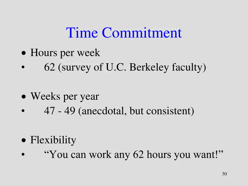 time commitment hours per week 62 survey