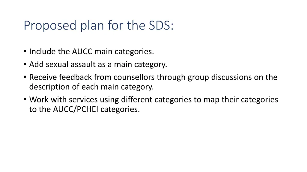proposed plan for the sds