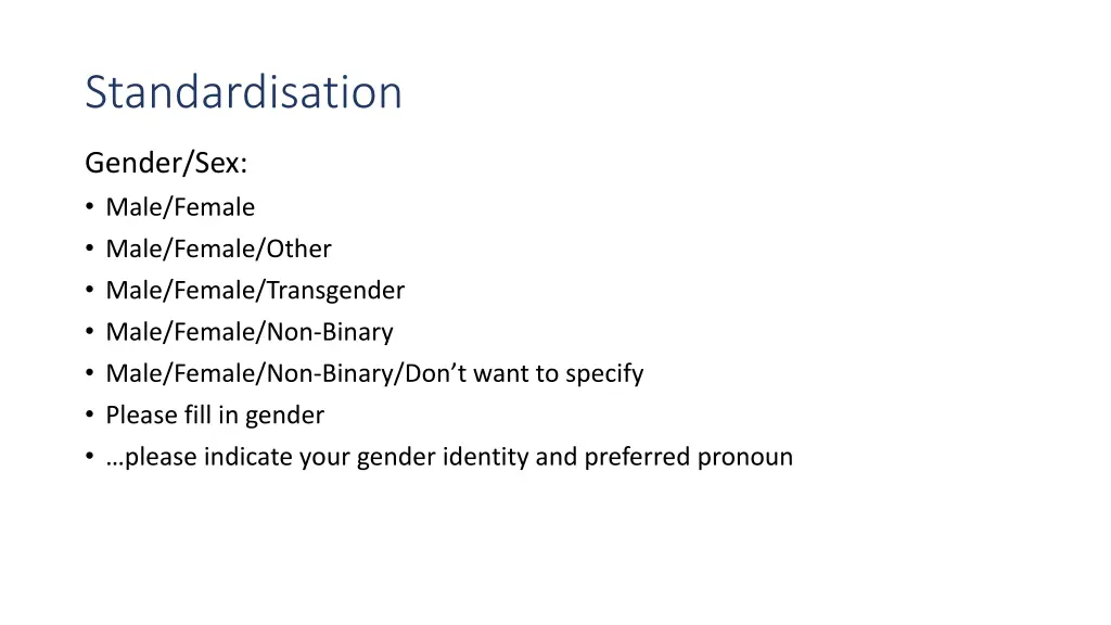 standardisation