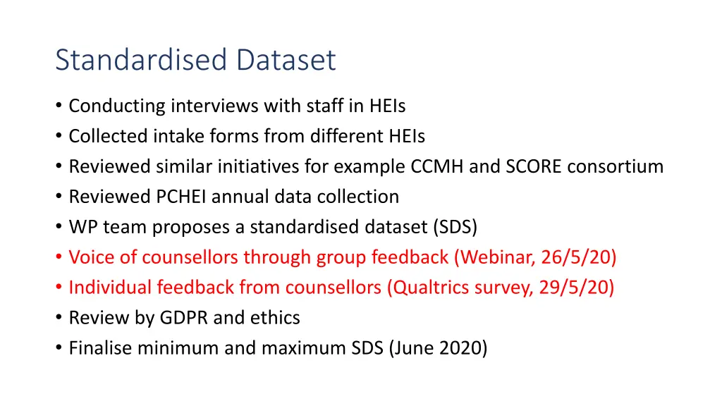 standardised dataset