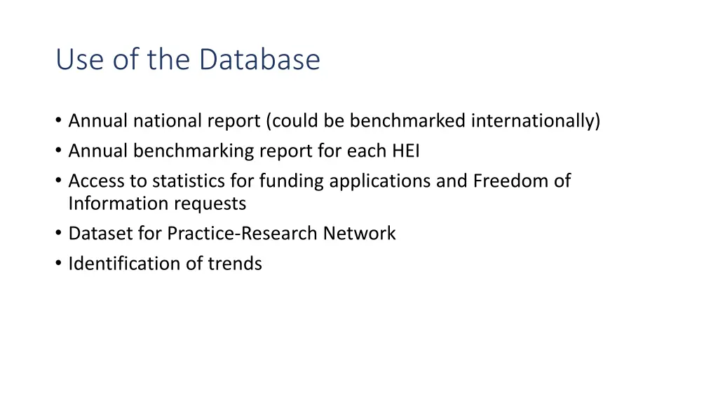 use of the database