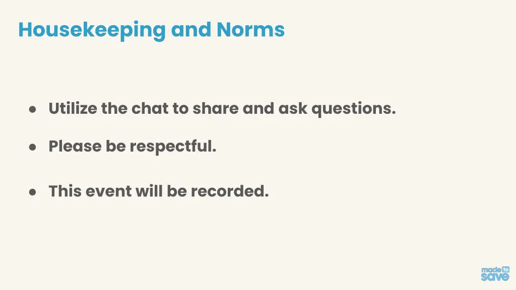 housekeeping and norms