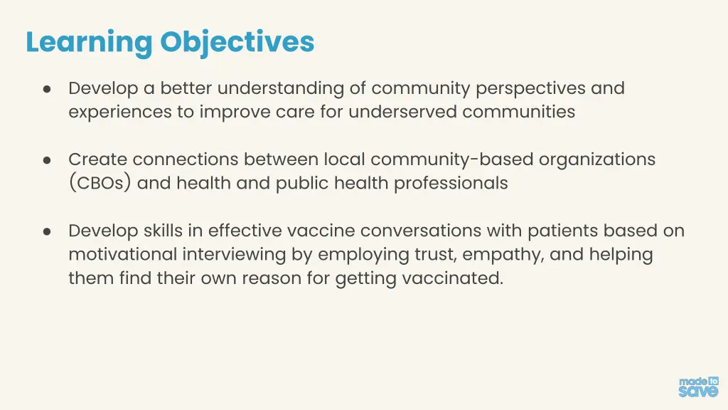 learning objectives