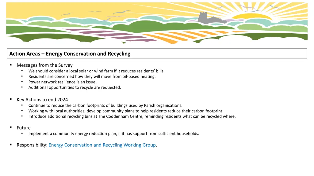 action areas energy conservation and recycling