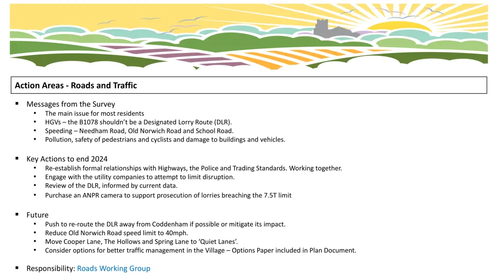 action areas roads and traffic