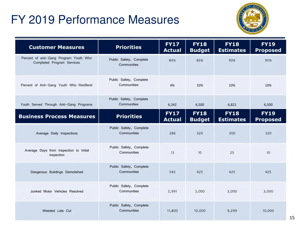 fy 2019 performance measures