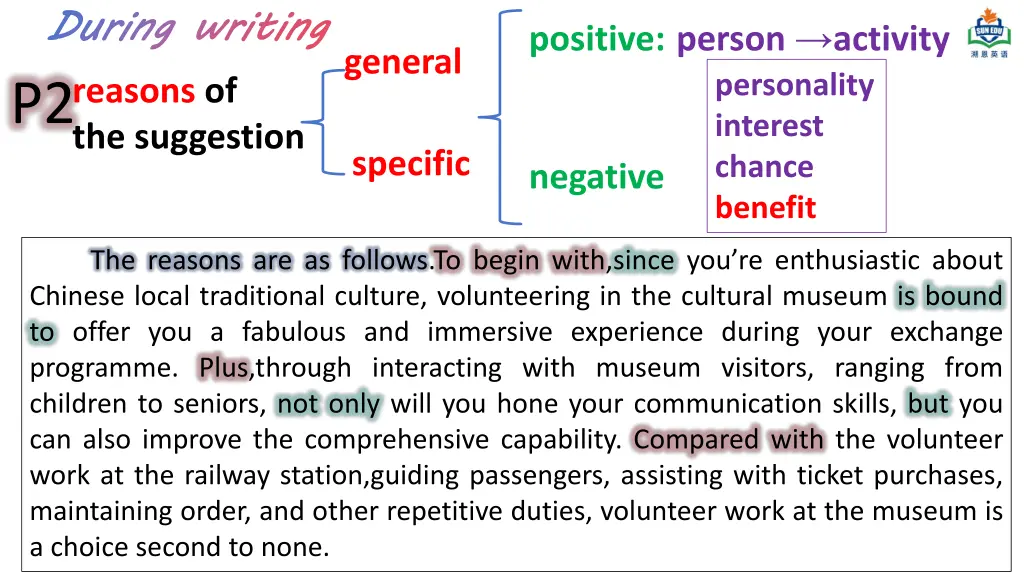 during writing p2 the suggestion