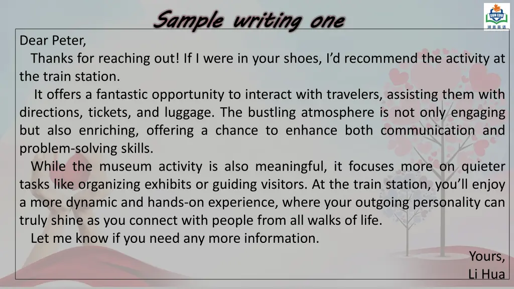 sample writing one
