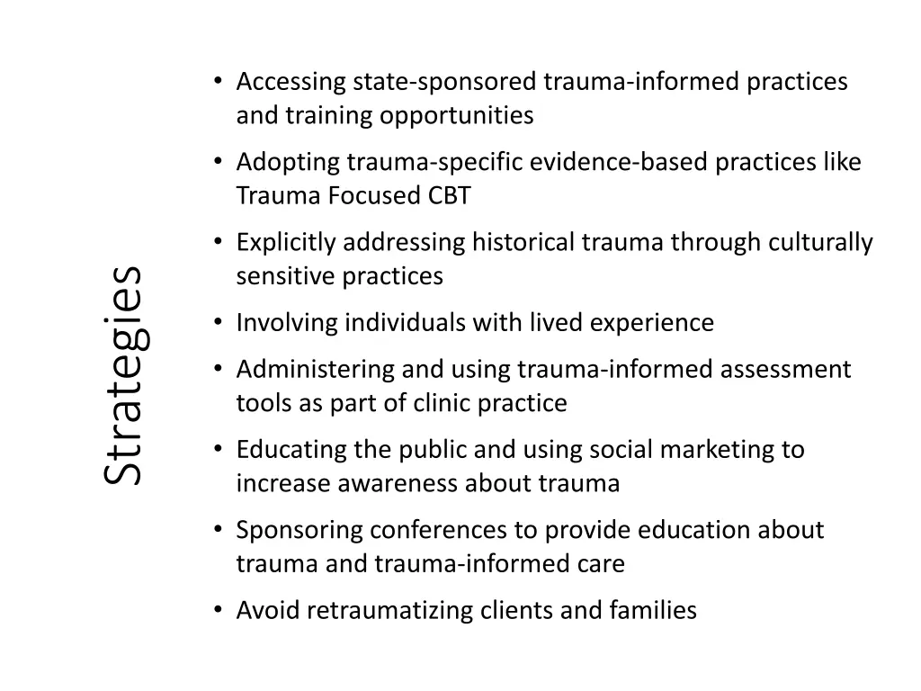 accessing state sponsored trauma informed