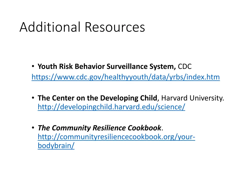 additional resources