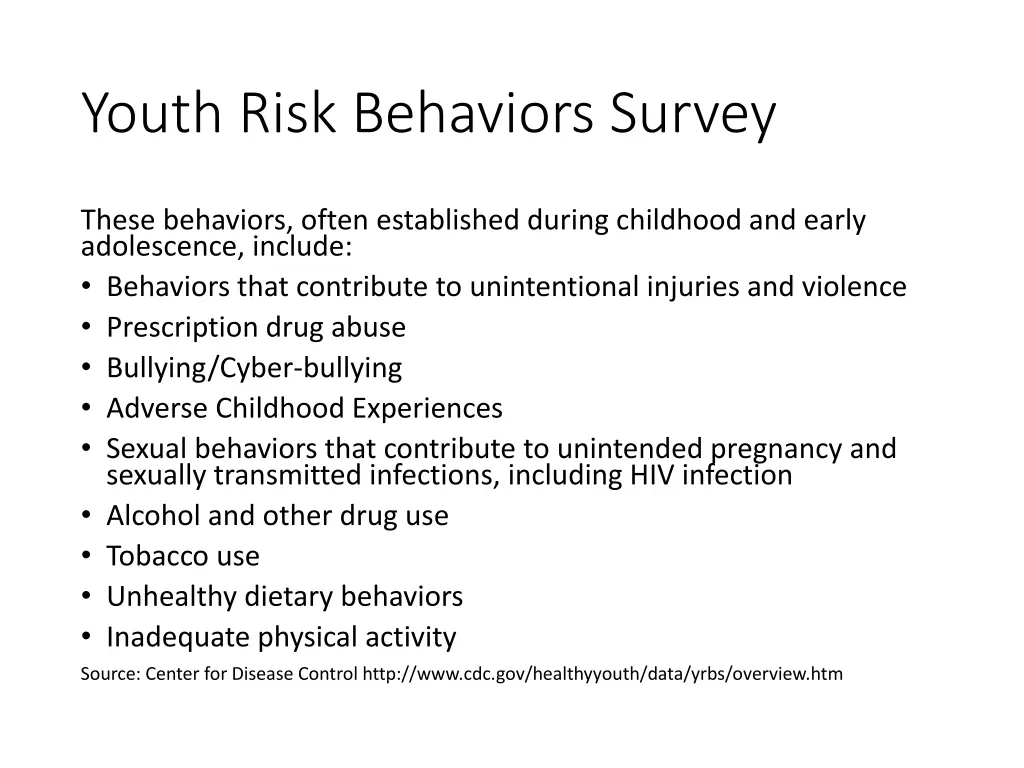 youth risk behaviors survey
