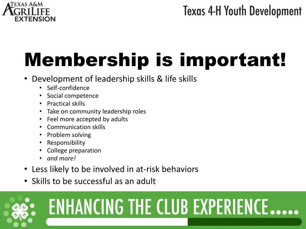 membership is important development of leadership