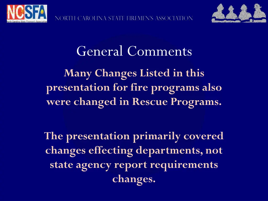 general comments many changes listed in this