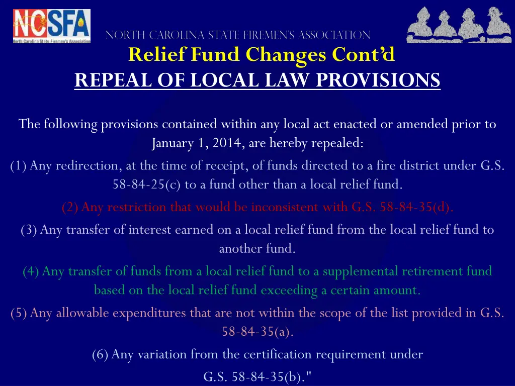 relief fund changes cont d repeal of local