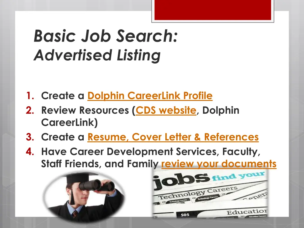 basic job search advertised listing