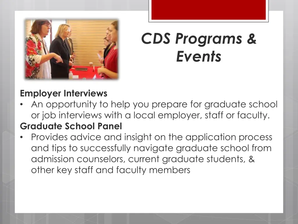 cds programs events