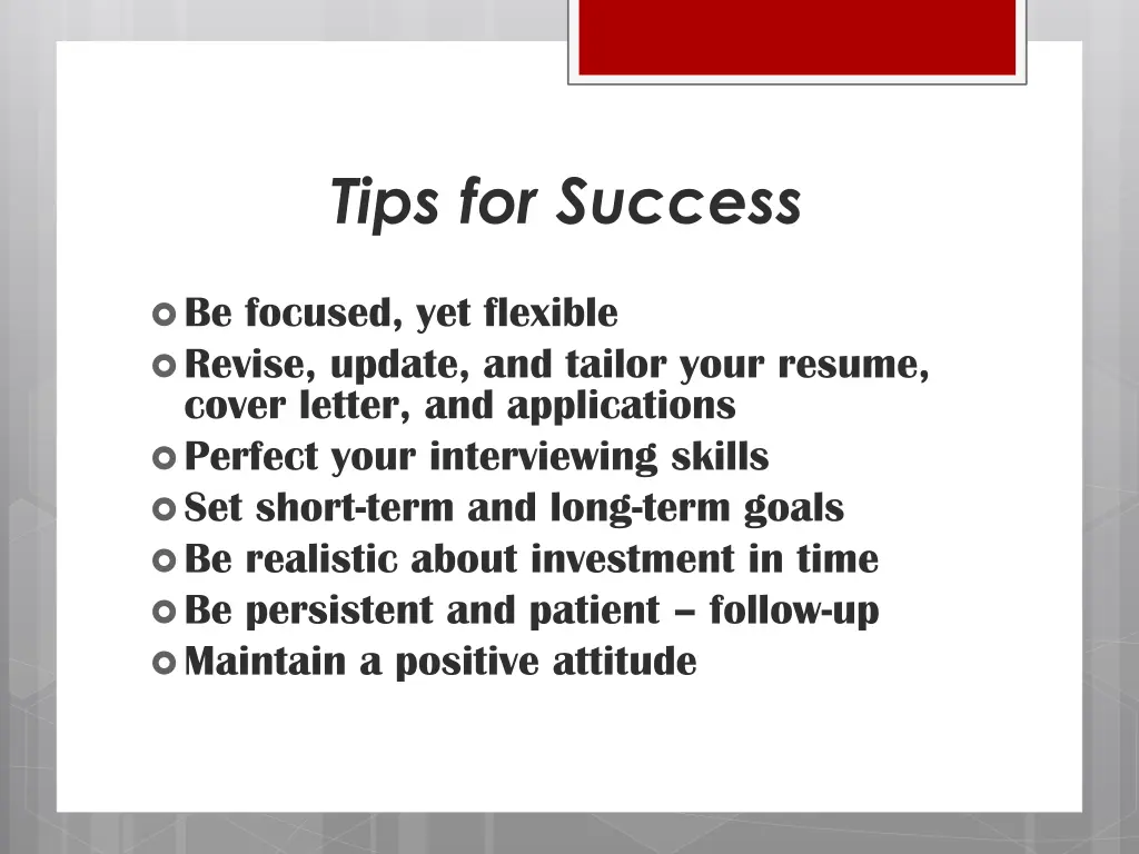 tips for success