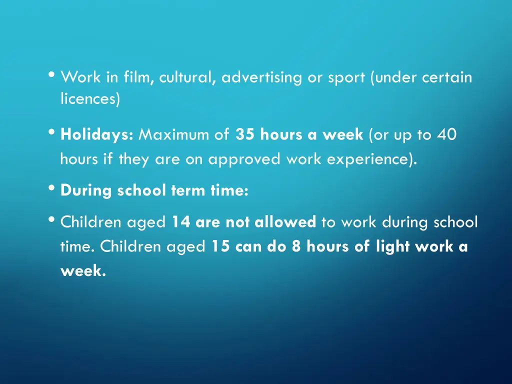 work in film cultural advertising or sport under