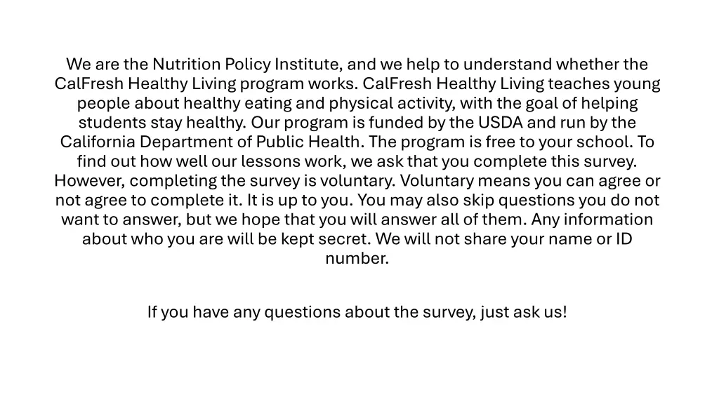 we are the nutrition policy institute and we help