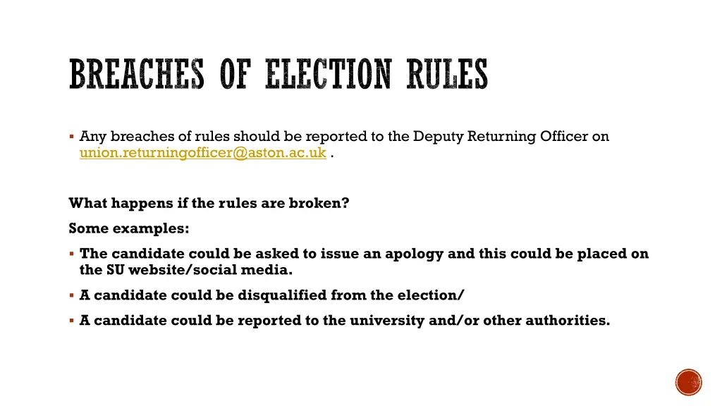 breaches of election rules