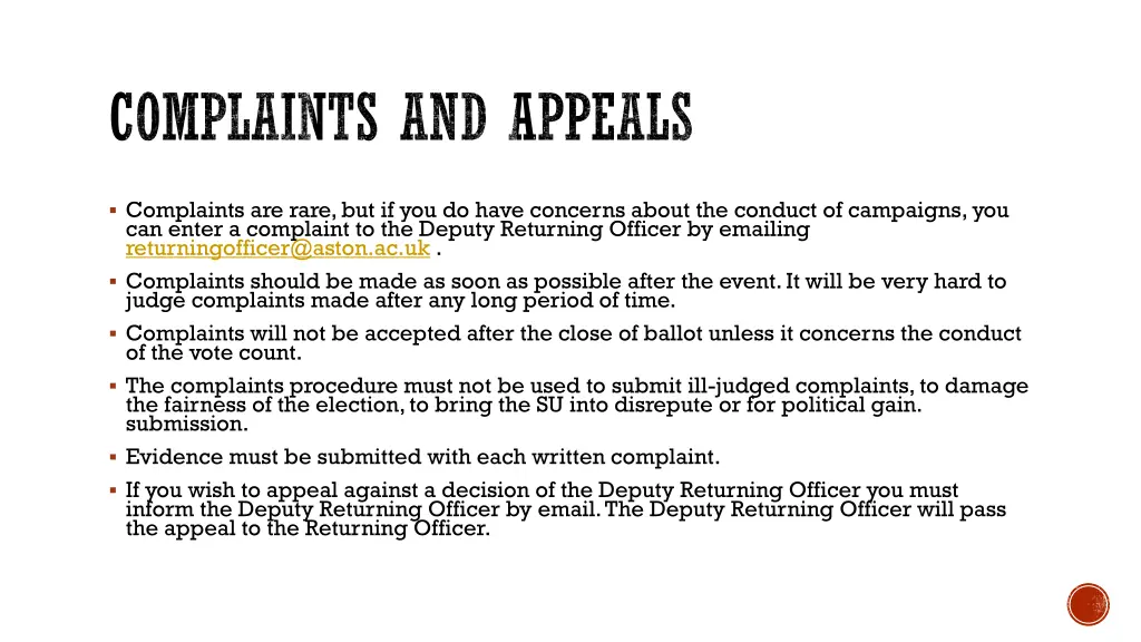 complaints and appeals