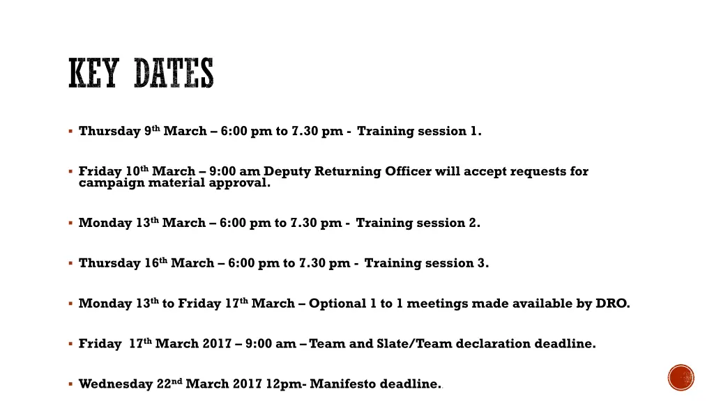 key dates