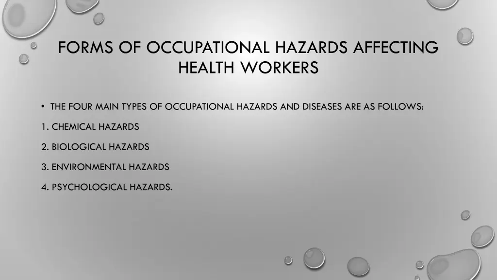 forms of occupational hazards affecting health