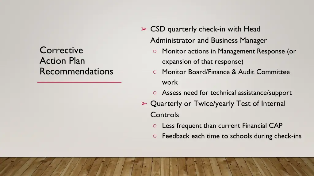 csd quarterly check in with head administrator