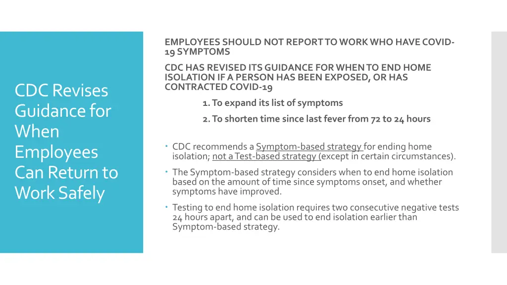 employees should not report to work who have