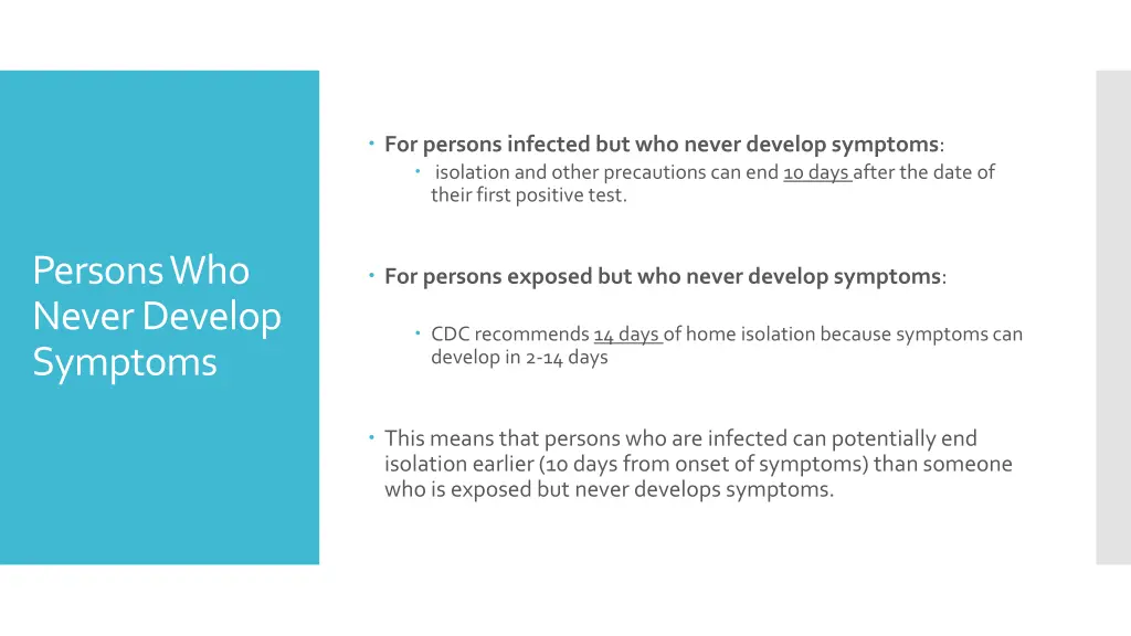 for persons infected but who never develop