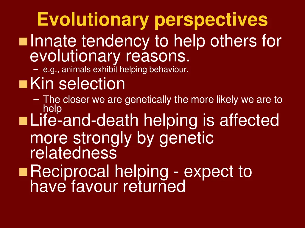 evolutionary perspectives innate tendency to help