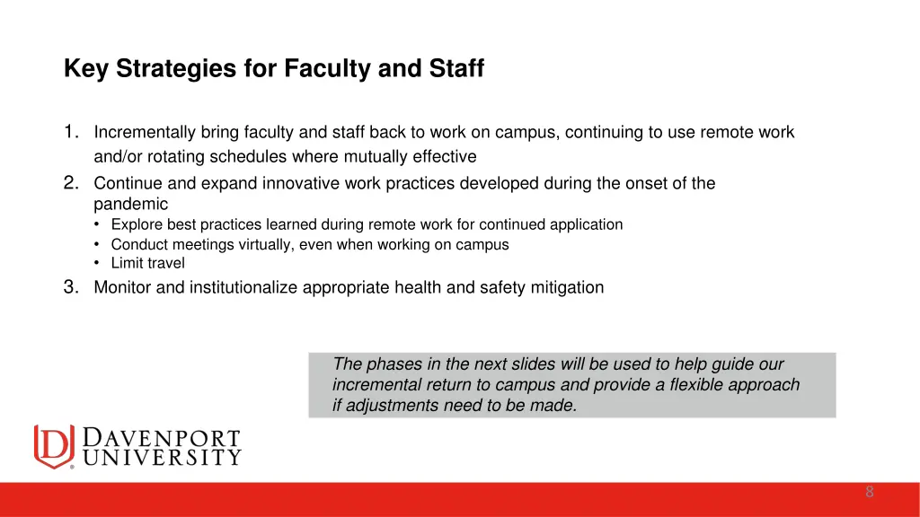 key strategies for faculty and staff