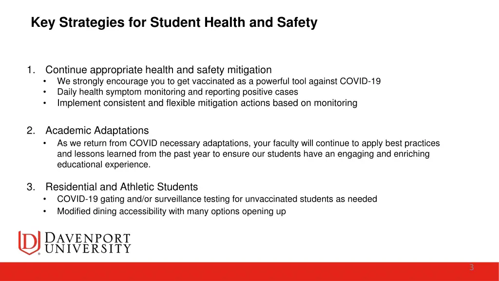 key strategies for student health and safety