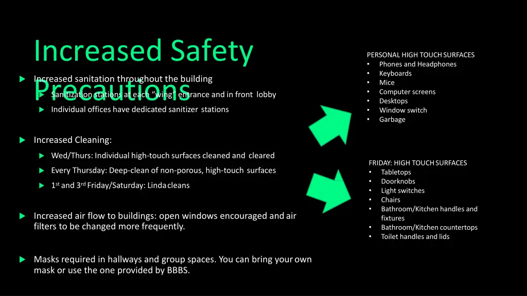 increased safety precautions individual offices