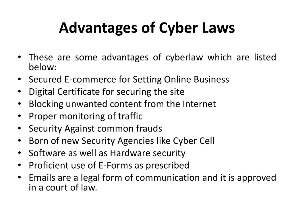 advantages of cyber laws