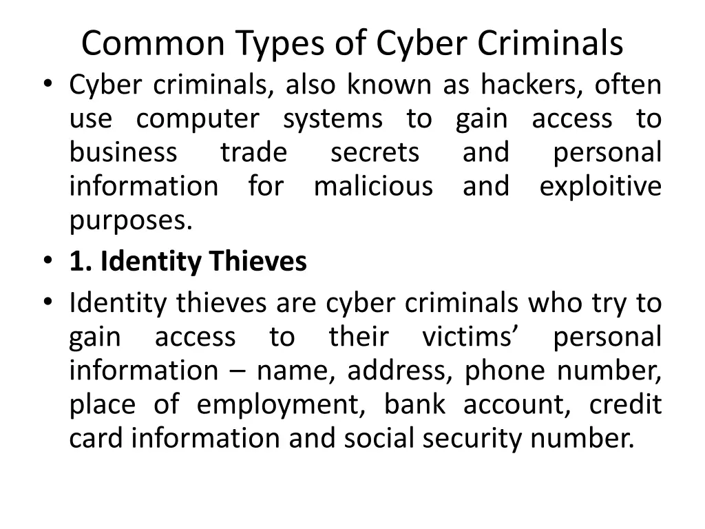 common types of cyber criminals cyber criminals