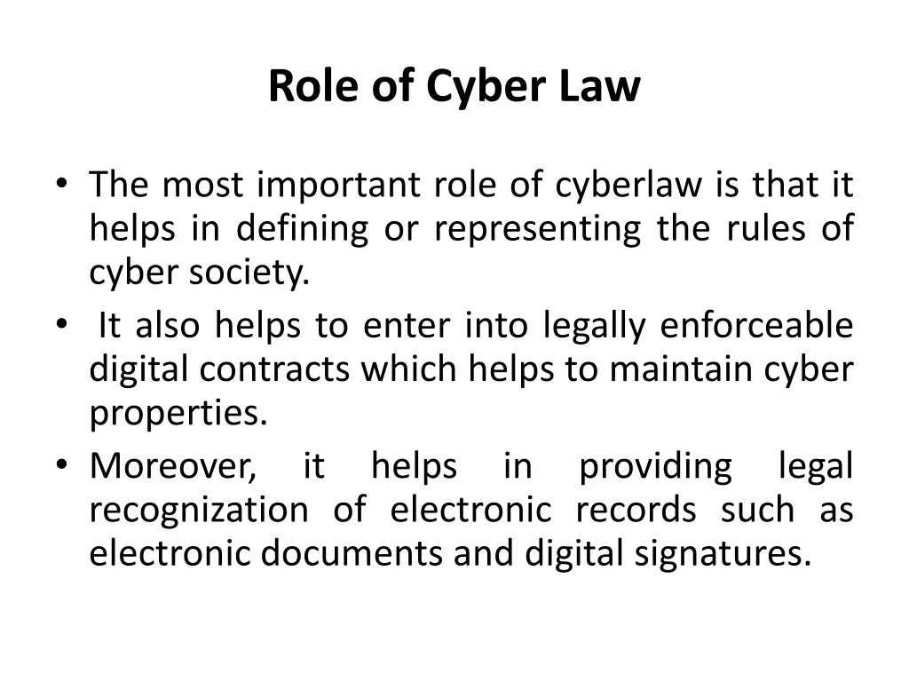 role of cyber law