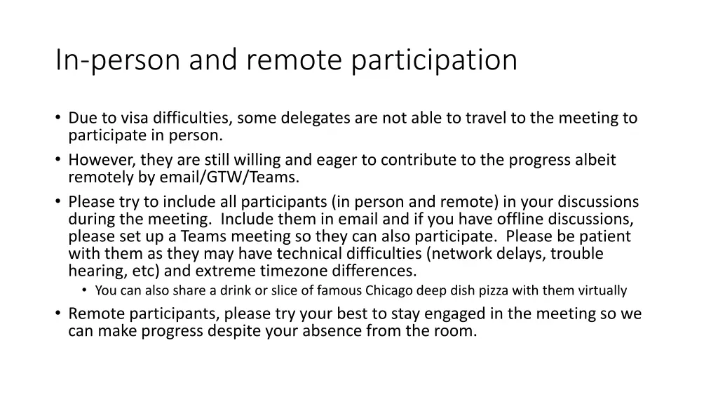 in person and remote participation
