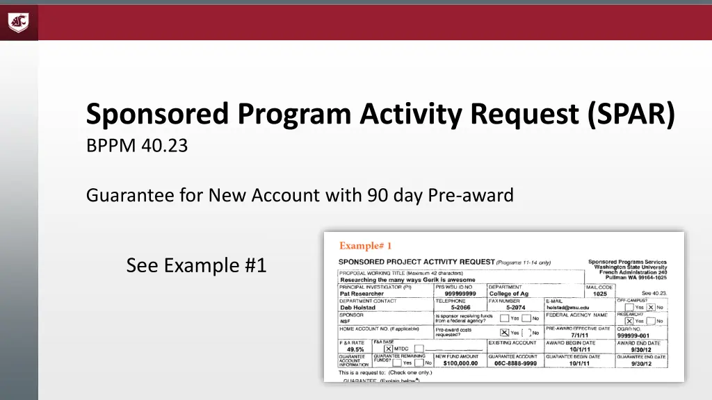 sponsored program activity request spar bppm 40 23