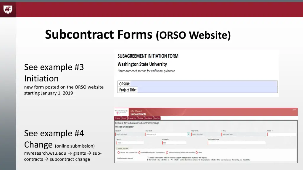 subcontract forms orso website