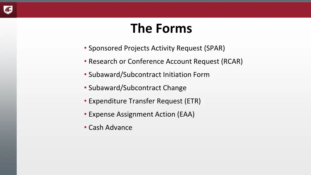 the forms