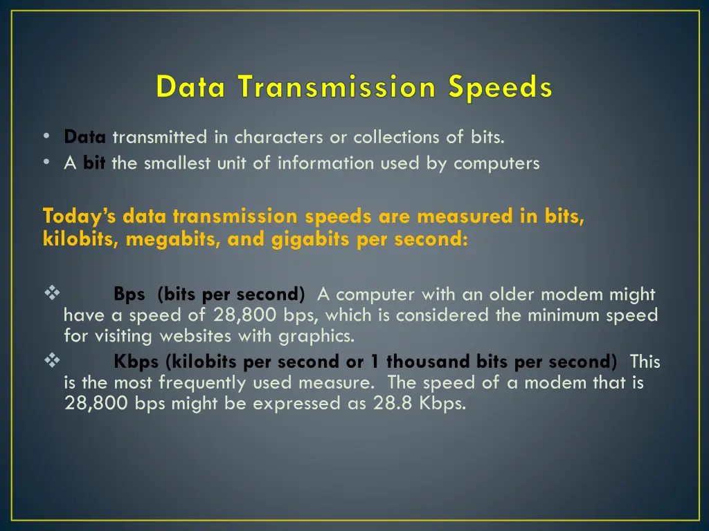 data transmission speeds