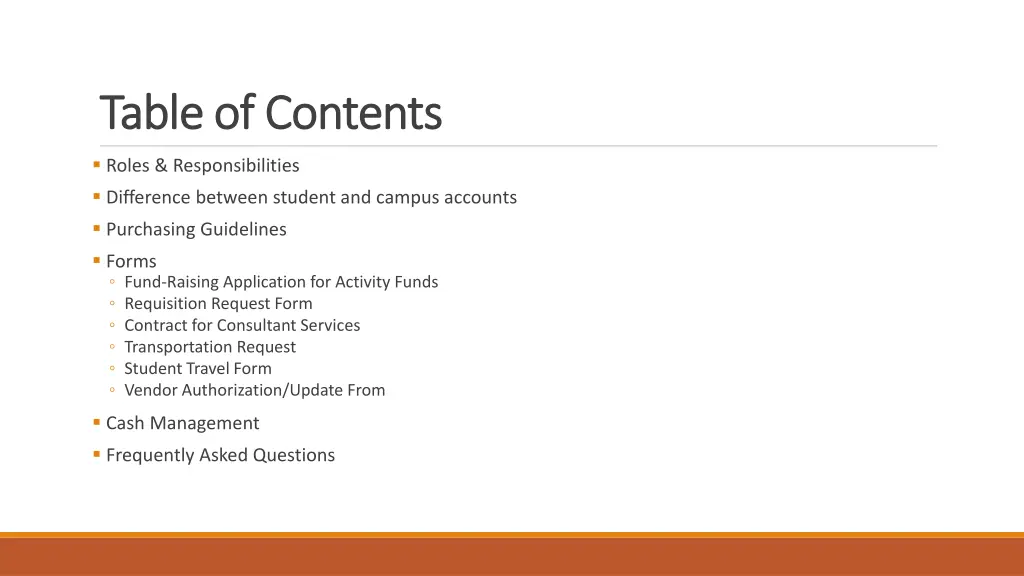 table of contents table of contents