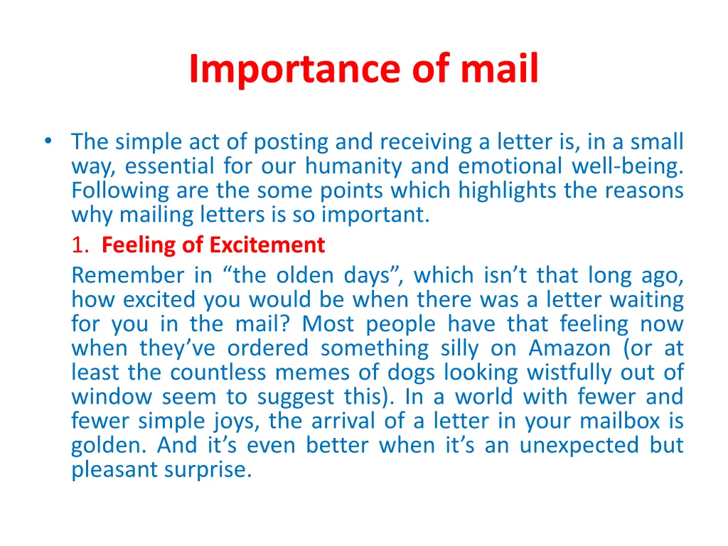 importance of mail