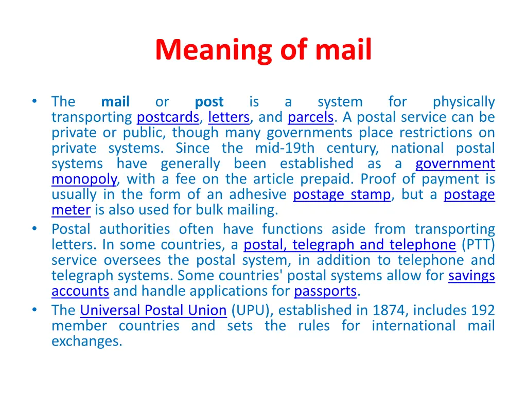 meaning of mail