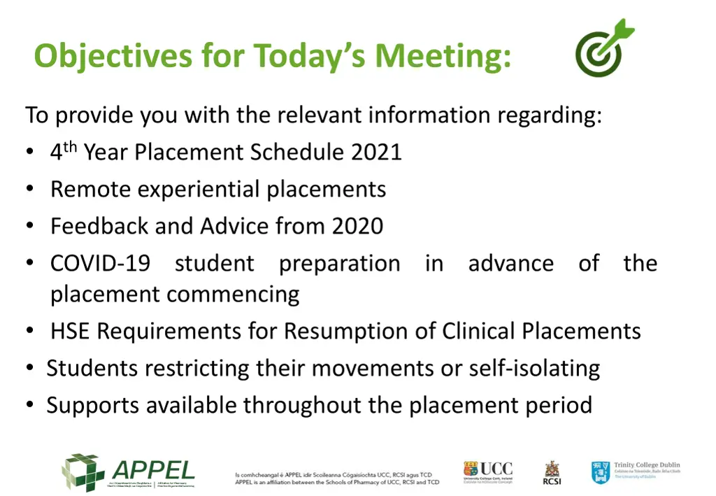 objectives for today s meeting