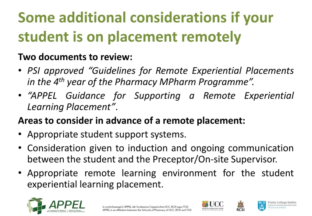 some additional considerations if your student