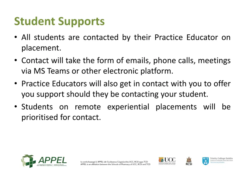 student supports all students are contacted