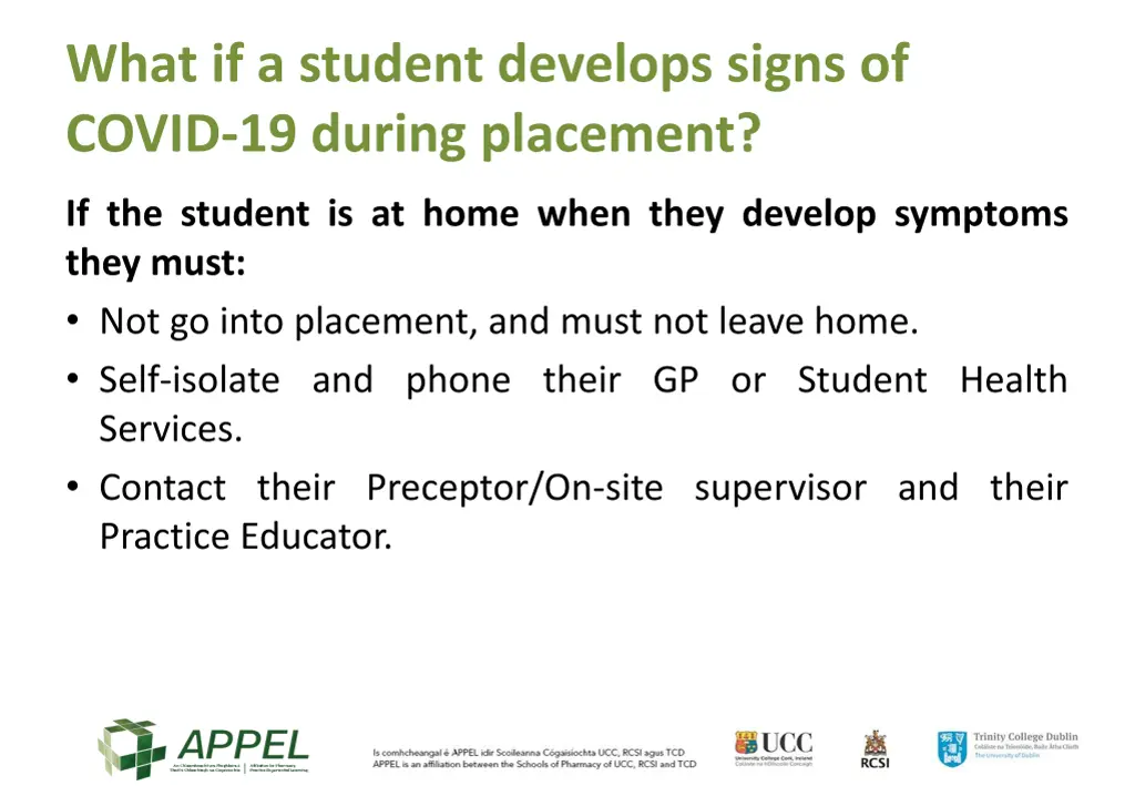 what if a student develops signs of covid