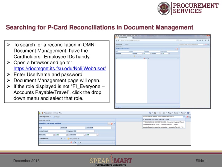 searching for p card reconciliations in document